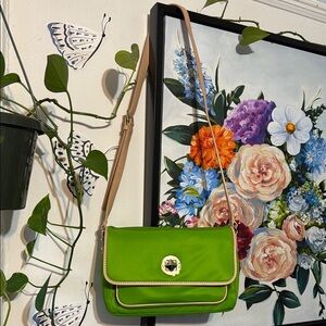 Kate Spade Storybook Lining Green and Tan Crossbody Bag